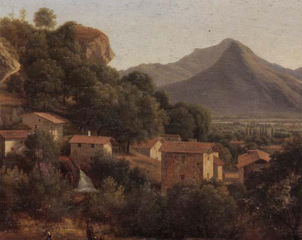 unknow artist View of a hill-top town in a mountainous landscpae oil painting image